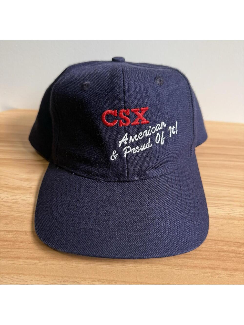 Vintage CSX Railroad Hat Snapback Cap American & Proud Of It FBU Train Men’s